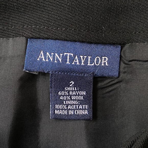 Ann Taylor 2 Black Faux Wrap Side Button Long Rayon/Wool Blend Skirt - Picture 4 of 6